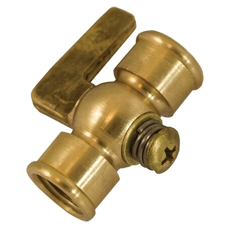 1/4 In. X 1/4 In. Satin Brass Air Cock Female X Female, Lever Handle, Round Shoulder